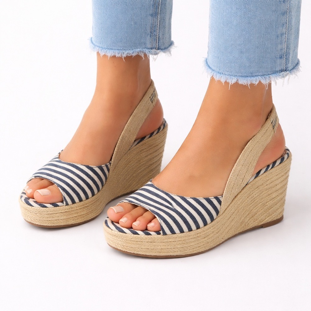 [Splendid] Striped Espadrille Wedges